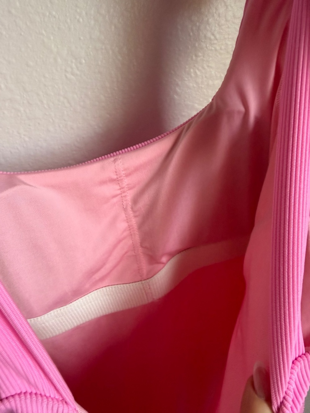 Beach Riot Pink Ribbed Tie Shoulder One Piece Swimsuit XS - Picture 9 of 9